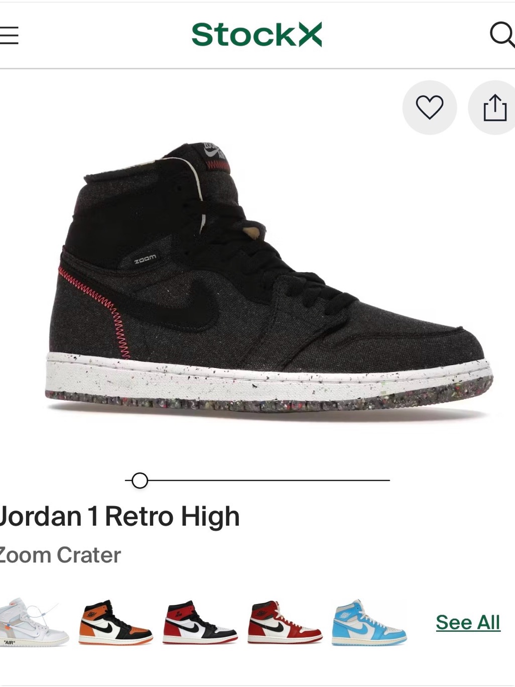 Nike Jordan 1 Retro High Zoom Crater Black With Red Accents